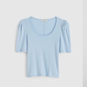 Madewell Pale Blue Scoop Neck Puff Sleeve Tee new with tags